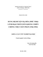 đảng bộ huyện hạ hòa lãnh đạo nhân dân kháng chiến chống thực dân pháp 1946 1954 