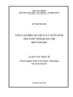 nâng cao hiệu quả quản lý ngân sách nhà nước tỉnh quảng trị đến năm 2020 