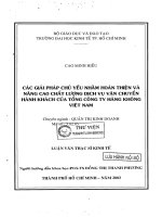 các giải pháp chủ yếu nhằm hoàn thiện và nâng cao chất lượng dịch vụ vận chuyển hành khách của tổng công ty hàng không việt nam