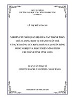 nghiên cứu mối quan hệ giữa các thành phần chất lượng dịch vụ thanh toán thẻ và sự hài lòng của khách hàng tại ngân hàng nông nghiệp và phát triển nông thôn chi nhánh tỉnh vĩnh long 