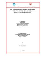 Oral and wrtten discourse analysis basis for integrative activities for basic english course at thai nguyen university 