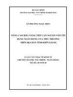 nâng cao khả năng tiếp cận nguồn vốn tín dụng ngân hàng của tiểu thương trên địa bàn tỉnh kiên giang 