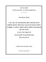 các yếu tố ảnh hưởng đến thanh toán không dùng tiền mặt tại ngân hàng nông nghiệp và phát triển nông thôn chi nhánh quảng ngãi 