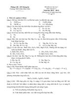 Đề kiểm tra học kỳ I môn Hóa học lớp 9 trường THCS Bùi Hữu Diên năm 2011 - 2012