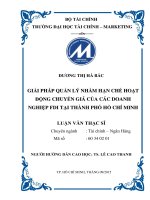 giải pháp quản lý nhằm hạn chế hoạt động chuyển giá của các doanh nghiệp fdi tại thành phố hồ chí minh 