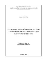 vận dụng tư tưởng hồ chí minh về cán bộ vào xây dựng đội ngũ cán bộ chủ chốt cấp cơ sở tình hà tĩnh 