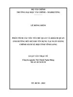 phân tích các yếu tố chủ quan và khách quan ảnh hưởng đến rủi ro tín dụng tại ngân hàng chính sách xã hội tỉnh vĩnh long 