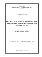 phân tích các yếu tố ảnh hưởng đến chất lượng dịch vụ internet banking tại ngân hàng xuất nhập khẩu việt nam 