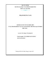 đánh giá yếu tố ảnh hưởng đến tỷ lệ thanh khoản tại các ngân hàng thương mại cổ phần việt nam 