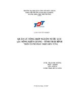 Quản lý tổng hợp nguồn nước lưu vực sông kiến giang, tỉnh thái bình trên quan điểm phát triển bền vững 