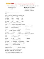 Tổng hợp đề kiểm tra chất lượng giữa học kỳ I môn tiếng Anh lớp 10 trường THPT Trần Phú, Bắc Giang năm học 2011 - 2012