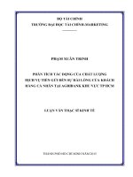 phân tích tác động của chất lượng dịch vụ tiền gửi đến sự hài lòng củakhách hàng cá nhântại agribank khu vực thành phố hồ chí minh 
