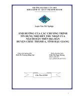 ảnh hưởng của các chương trình tín dụng nhỏ đến thu nhập của người dân trên địa bàn huyện châu thành a, tỉnh hậu giang