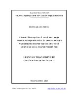 Tăng cường quản lý thuế thu nhập doanh nghiệp đối với các doanh nghiệp ngoài quốc doanh tại Chi cục thuế quần Cầu Giấy, thành phố Hà Nội