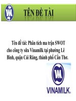 Phân tích ma trận SWOT cho công ty sữa Vinamilk tại phường Lê Bình, quận Cái Răng, thành phố Cần Thơ