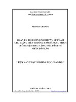 Quản lý bồi dưỡng nghiệp vụ sư phạm cho giảng viên trường Cao đẳng Sư phạm Luông Nặm Tha, Cộng hòa Dân chủ Nhân dân Lào