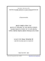 Hoàn thiện công tác quản lý vốn đầu tư xây dựng cơ bản tại Ban quản lý đầu tư và xây dựng công trình trọng điểm tỉnh Quảng Ninh