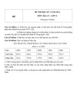 Đề thi HK 2 môn Địa Lý lớp 11 năm 2012