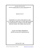 Ảnh hưởng của chất lượng dịch vụ ADSL của VNPT đến sự thỏa mãn và lòng trung thành của khách hàng tại Trung tâm Viễn thông Đồng Hỷ thuộc viễn thông Thái Nguyên