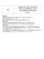 Đề kiểm tra 1 tiết môn Toán 12 Hình học năm 20122013 trường THPT Nguyễn Công Phương