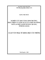Nghiên cứu khả năng sinh trưởng, phát triển và năng suất của một số giống ngô lai mới tại huyện bắc quang, tỉnh hà giang 