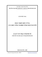 Phát triển bền vững các khu công nghiệp tỉnh thái nguyên