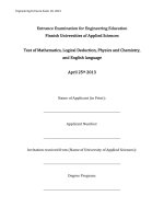 Đề thi vào đại học Phần lan năm 2013