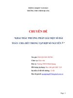 PHƯƠNG PHÁP GIẢI MỘT SỐ BÀI TOÁN  CHIA HẾT TRONG TẬP HỢP SỐ NGUYÊN