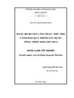 Đảng bộ huyện Lâm Thao, Phú Thọ lãnh đạo quá trình xây dựng nông thôn mới (1991 đến 2011