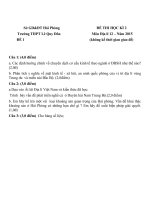 Đề thi học kì 2 môn Địa lý lớp 12 năm 2015 (Chương trình nâng cao) Trường THPT Lê Quý Đôn Hải Phòng