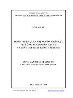 Hoàn thiện quản trị nguồn nhân lực tại Công ty Cổ phần vật tư và giày dép xuất khẩu Hải Hưng