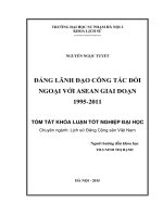 ĐẢNG LÃNH ĐẠO CÔNG TÁC ĐỐI NGOẠI VỚI ASEAN GIAI ĐOẠN  1995-2011