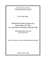 Bồi dưỡng đánh gia hiệu quả hoạt động nữ công của Liên đoàn Lao động tỉnh Phú Thọ