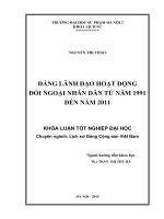 ĐẢNG LÃNH ĐẠO HOẠT ĐỘNG  ĐỐI NGOẠI NHÂN DÂN TỪ NĂM 1991 ĐẾN NĂM 2011