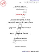 Hoàn thiện phương pháp xếp hạng tín nhiệm khách hàng doanh nghiệp tại ngân hàng đâu tư và pháp triển Việt Nam