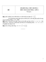 Đề kiểm tra 1 tiết môn toán lớp 12 phần giải tích chương 1 đề 103 