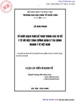 Tổ chức hạch toán kế toán trong các cơ sở y tế với việc tăng cường quản lý tài chính ngành y tế Việt Nam