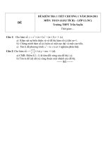 Đề kiểm tra 1 tiết môn toán lớp 12 phần giải tích chương 1 đề 110 