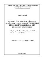 ĐẢNG BỘ TỈNH NAM ĐỊNH LÃNH ĐẠO CHUYỂN DỊCH CƠ CẤU KINH TẾ THEO HƯỚNG CÔNG NGHIỆP HÓA HIỆN ĐẠI HÓA TỪ NĂM 1997 ĐẾN NĂM 2005