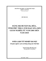 ĐẢNG BỘ HUYỆN HẠ HÒA,  TỈNH PHÚ THỌ LÃNH ĐẠO XÓA ĐÓI GIẢM NGHÈO TỪ NĂM 2001 ĐẾN NĂM 2010