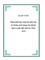 Đảng lãnh đạo công tác giáo dục lý tưởng cách mạng cho thanh niên ở miền Bắc thời kỳ 1954- 1975
