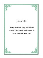 Đảng lãnh đạo công tác đối với người Việt Nam ở nước ngoài từ năm 1986 đến năm 2005