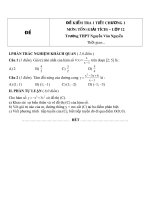 Đề kiểm tra 1 tiết môn toán lớp 12 phần giải tích chương 1 đề 7 