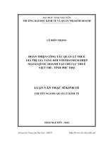 Hoàn thiện công tác quản lý thuế giá trị gia tăng đối với doanh nghiệp ngoài quốc doanh tại Chi Cục thuế Việt Trì, tỉnh Phú Thọ