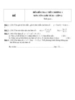 Đề kiểm tra 1 tiết môn toán lớp 12 phần giải tích chương 1 đề 149 