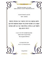 PHÂN TÍCH CÁC NHÂN TỐ TÁC ĐỘNG ĐẾN QUYẾT ĐỊNH CHỌN NGÀNH NGHỀ CỦA HỌC SINH LỚP 12 CÁC TRƯỜNG CÔNG LẬP TRÊN ĐỊA BÀN TPCT