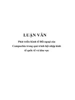 Luận văn tốt nghiệp: Phát triển Kinh tế Đối ngoại của Campuchia trong quá trình hội nhập kinh tế quốc tế và khu vực