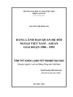 ĐẢNG LÃNH ĐẠO QUAN HỆ ĐỐI NGOẠI VIỆT NAM - ASEAN  GIAI ĐOẠN 1986 - 1995