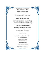 KHẢO SÁT SỰ HIỂU BIẾT MỨC ĐỘ VẬN DỤNG MẠNG XÃ HỘI TRONG TRUYỀN THÔNG TIẾP THỊ CỦA CÁC DOANH NGHIỆP TRÊN ĐỊA BÀN TP HỒ CHÍ MINH VÀ KHU VỰC PHÍA NAM