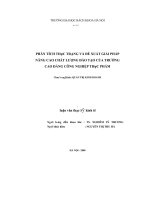PHÂN TÍCH THựC TRẠNG và đè XUẤT GIẢI PHÁP NÂNG CAO CHẮT LƯỢNG đào tạo của TRƯỜNG CAO ĐẲNG CÔNG NGHIỆP THựC PHẢM 